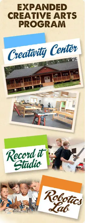 Creative arts facilities column image highlighting art spaces at Chestnut Lake Camp