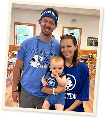 Kyle Yahn staff member image with family at Chestnut Lake Camp