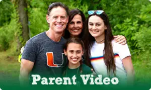 Parent video button featuring families sharing experiences about Chestnut Lake Camp